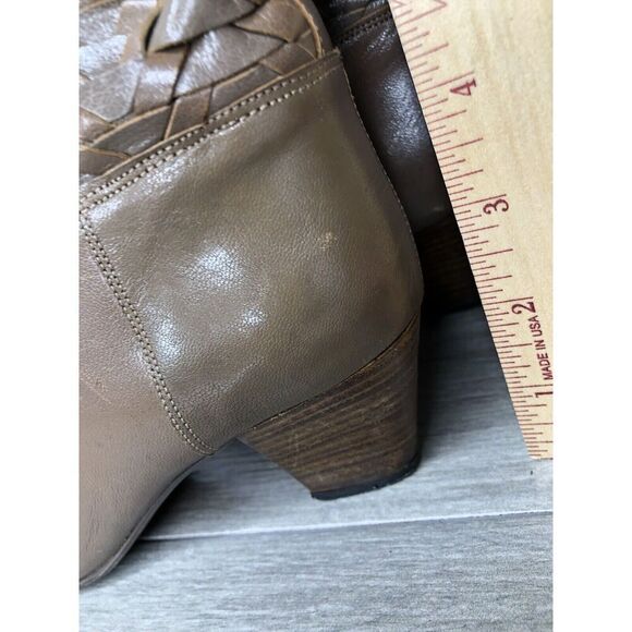 Frye Vintage Taupe Leather Woven Weaves Heel Western Boots Women Sz 35.5EU/5M US - Picture 12 of 16